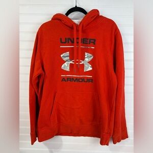 Under Armour mens orange and white camo pullover hooded sweatshirt hoodie size M